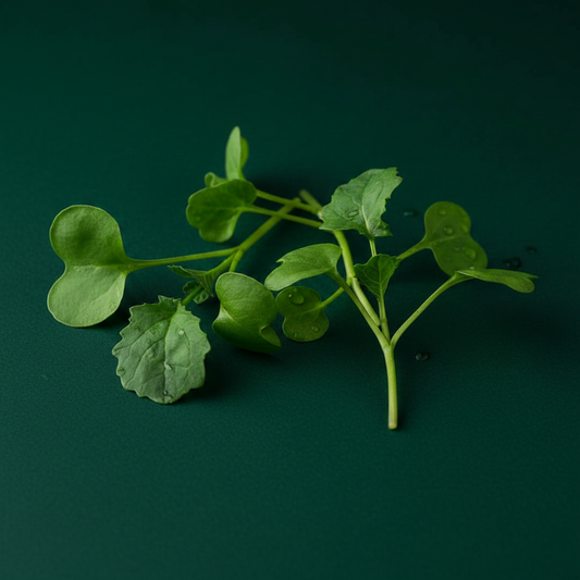 broccoli microgreens on a dark green background